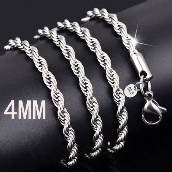Jewelry - 20" silver plated twisted rope chain NWOT